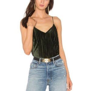 NWT Revolve Line + Dot Green Pleated Velvet Cami